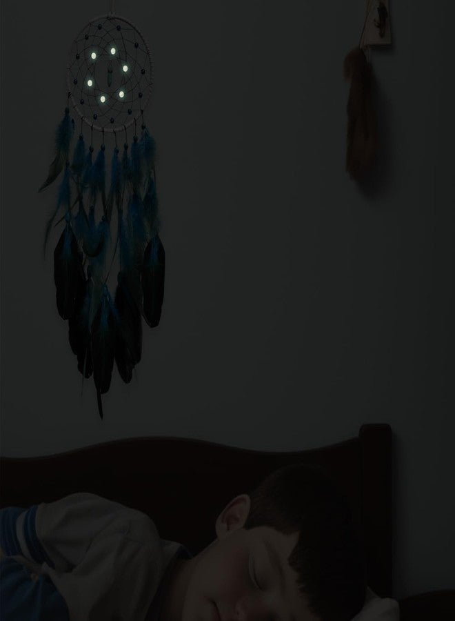 DeiryuRay Blue Dream Catchers Glow in The Dark Turquoise Gem Dreamcatcher for Boys Girls Kids Bedroom Handmade Decor Wall Hanging - Image 4